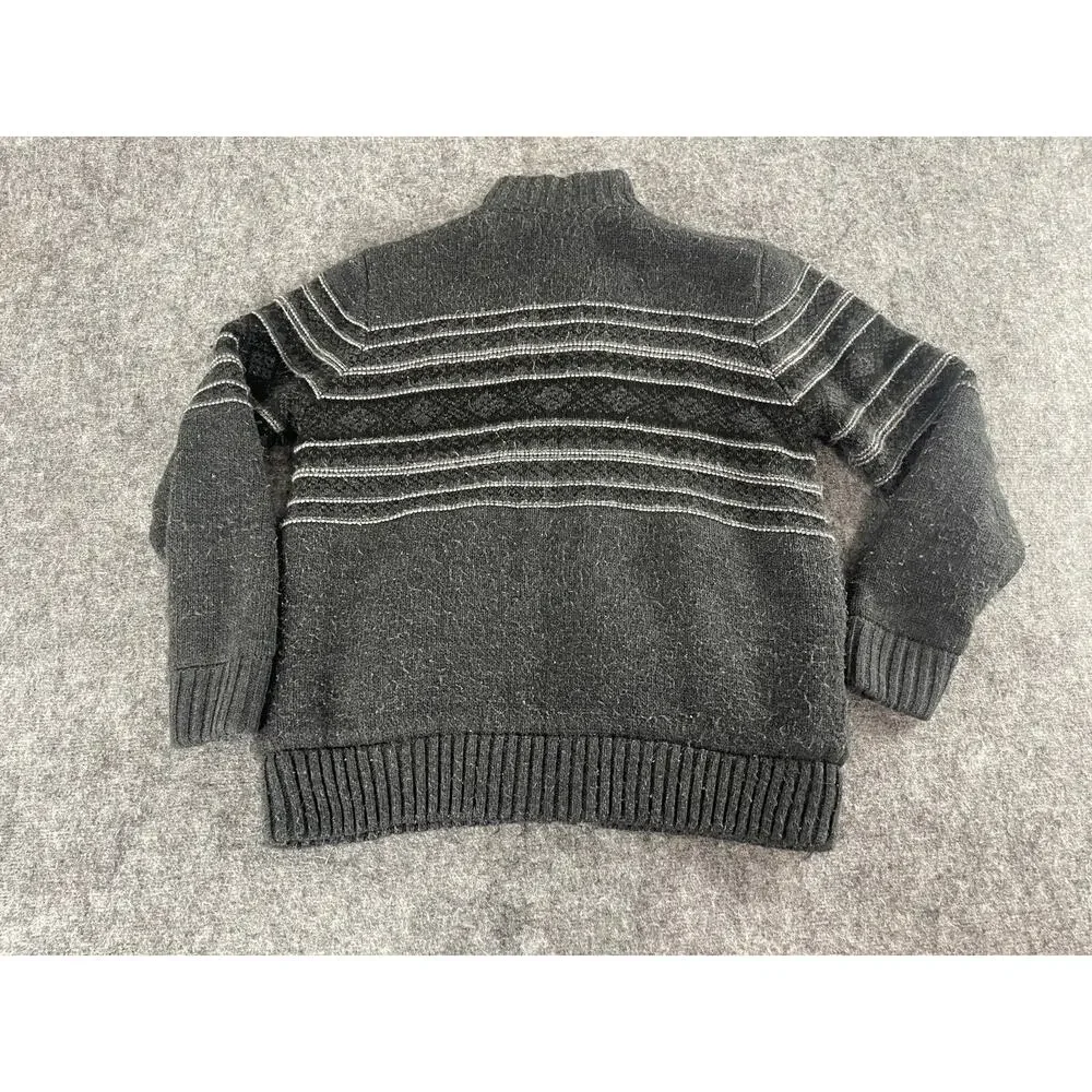 Field & Stream Sweater Jacket Mens Medium Dark Gray Sherpa Lined Grandpa N230